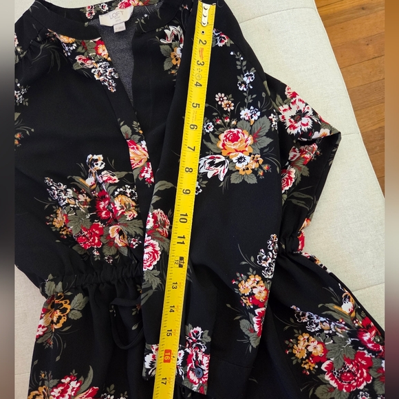 LOFT Petite Small Floral Black Stretchy Waist Shirt Dress Excellent Condition - Picture 14 of 15